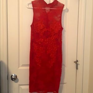 All red sequence dress